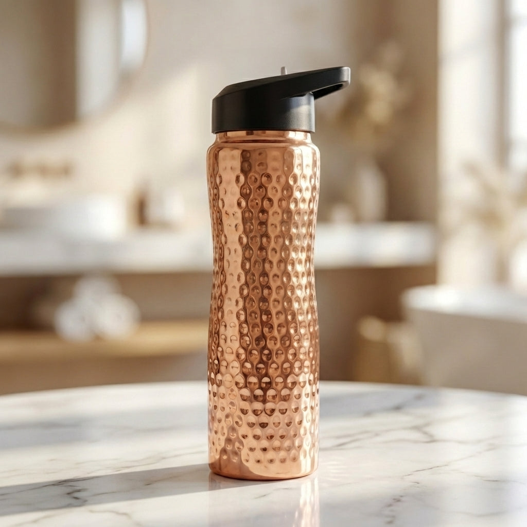 Pure Copper Bottle with Straw - 32 oz