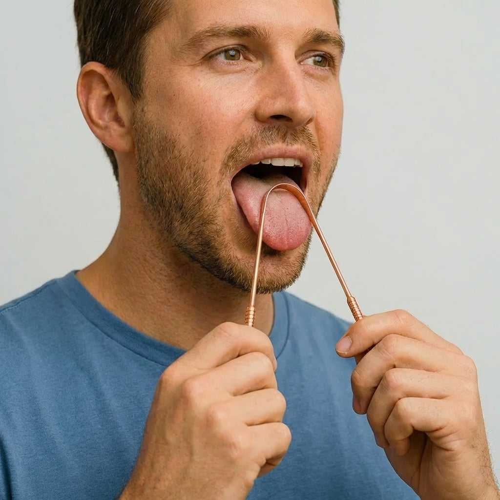 Pure copper tongue scraper