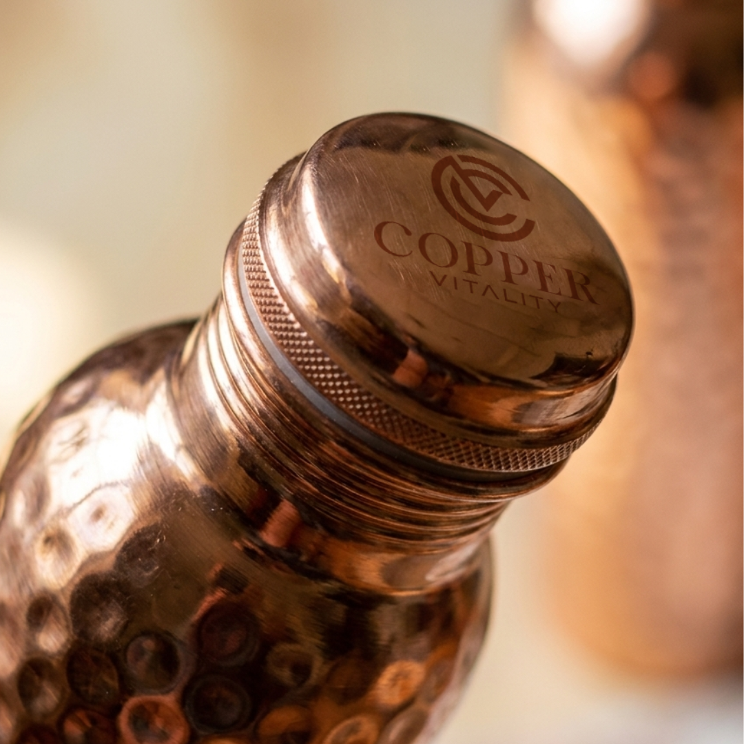 Hammered Pure Copper Water Bottle — 34 oz