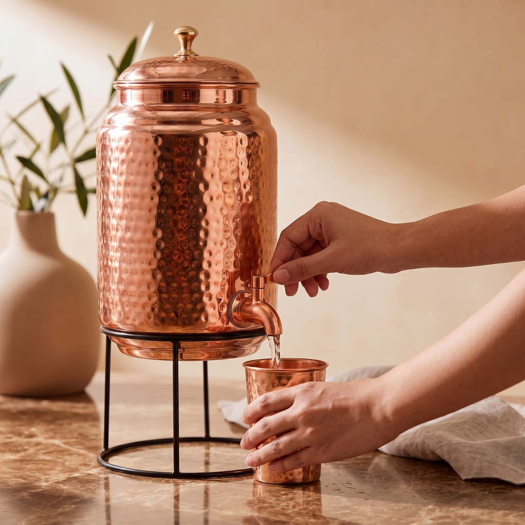 Gehamerde koperen watertank - 5 liter