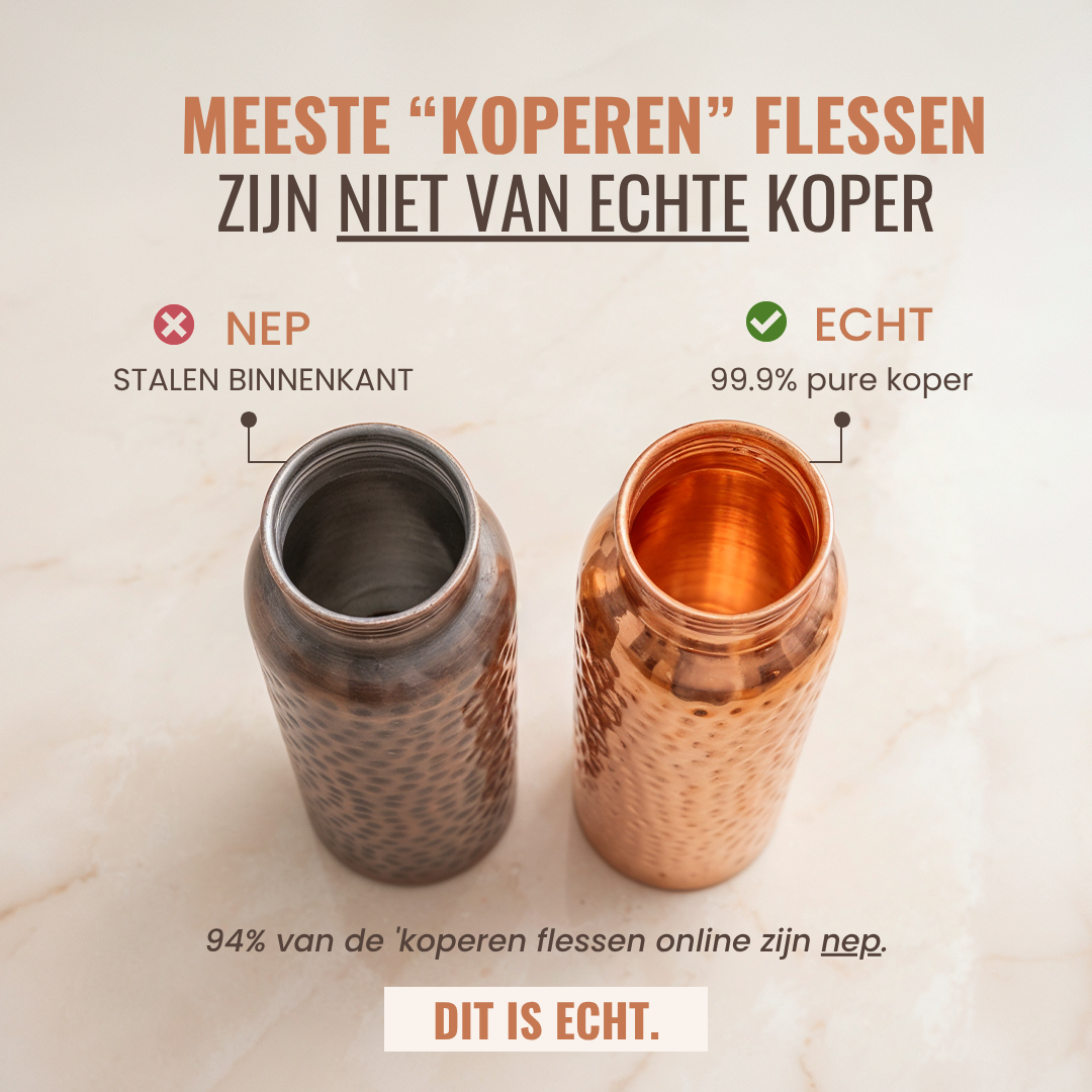 Hammered Pure Copper Water Bottle - 950 ml