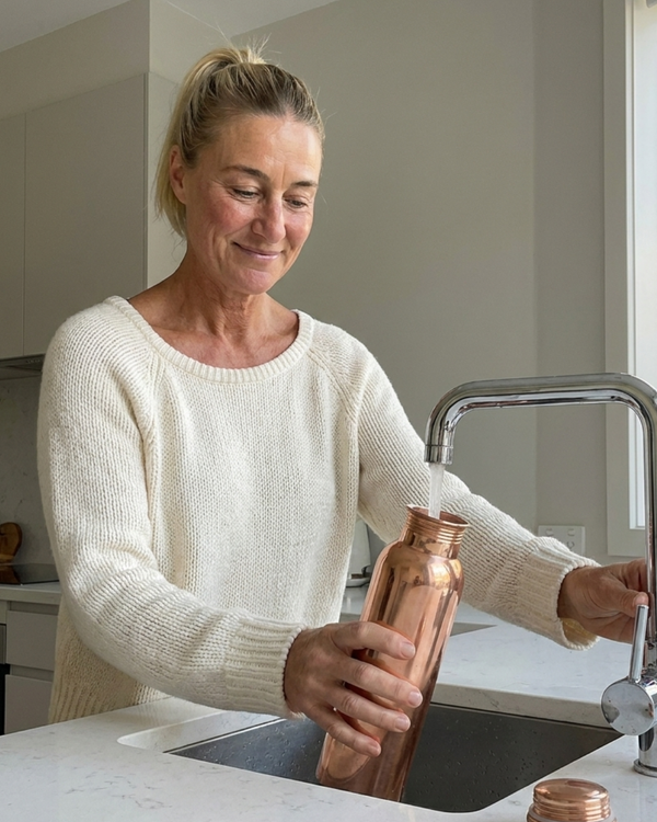 Elegant Pure Copper Water Bottle - 32 oz