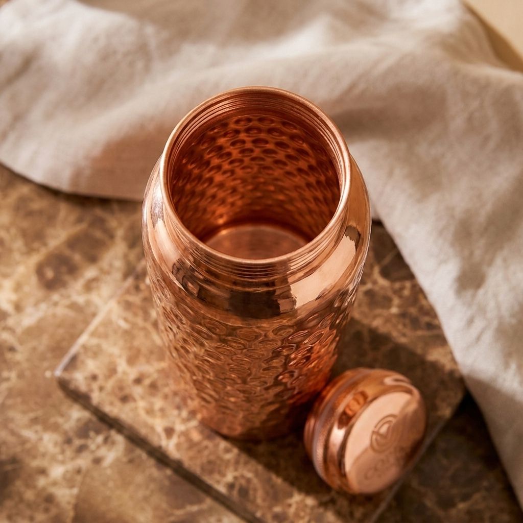 Hammered Pure Copper Water Bottle — 34 oz