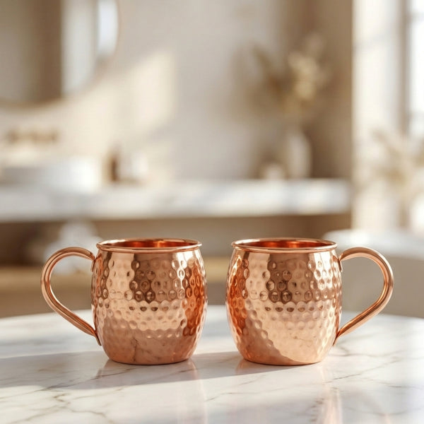 Hammered Copper mule mugs 400ML - set of 2