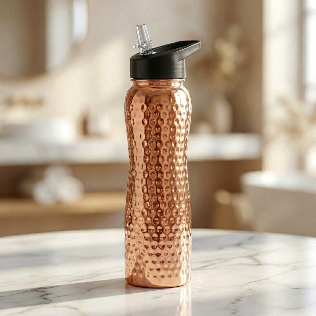 Pure Copper Bottle with Straw - 32 oz