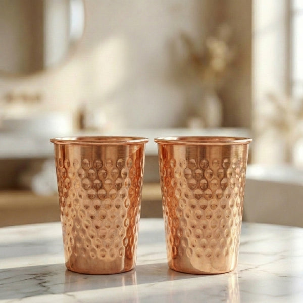 Hammered Copper glasses - set of 2