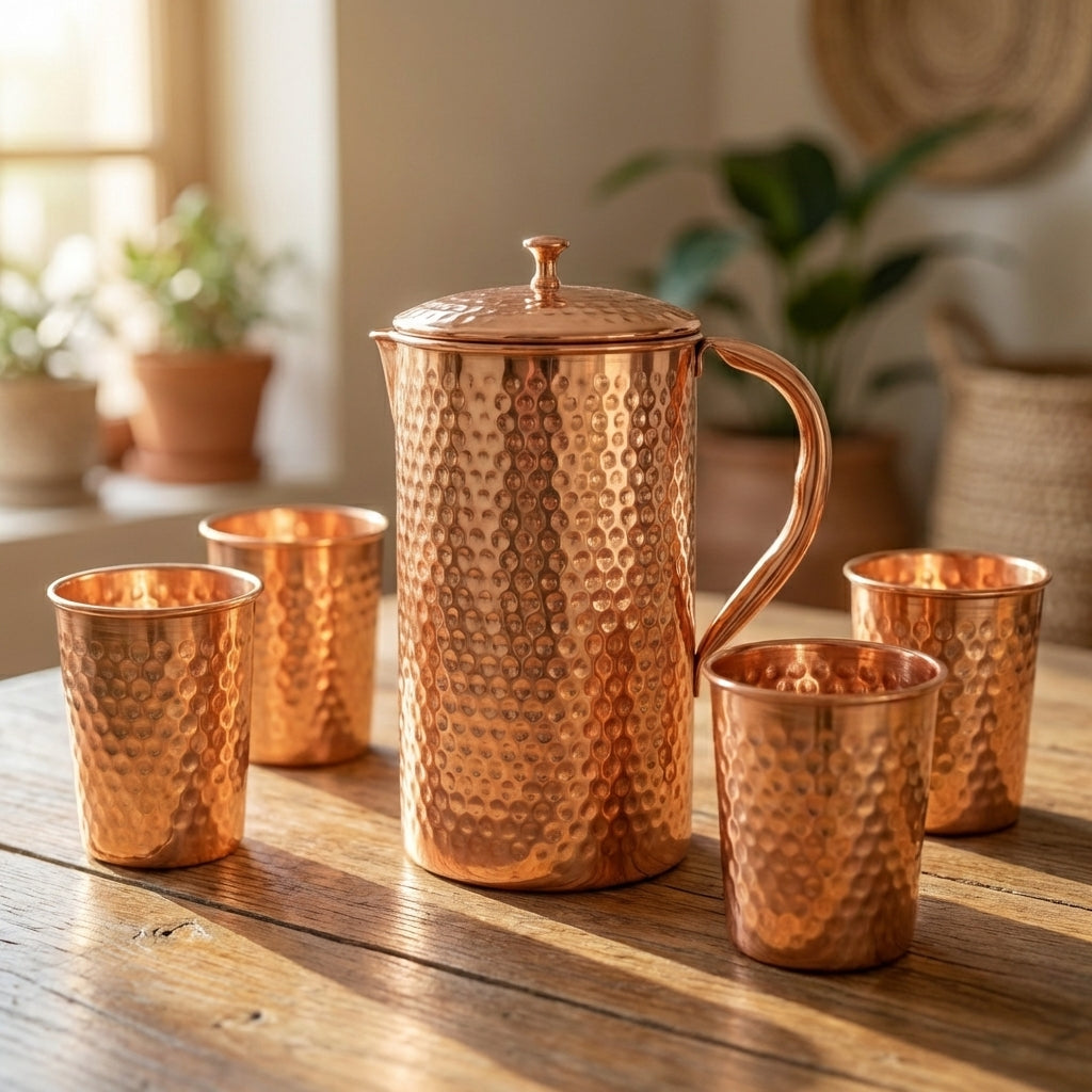Pure Hammered Copper Jug - 64 oz
