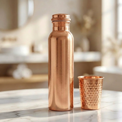 Elegant Pure Copper Water Bottle - 32 oz